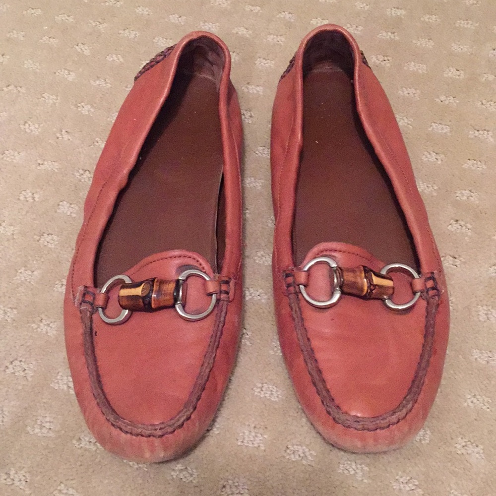 Gucci brown leather loafers drivers Moccasins 39
